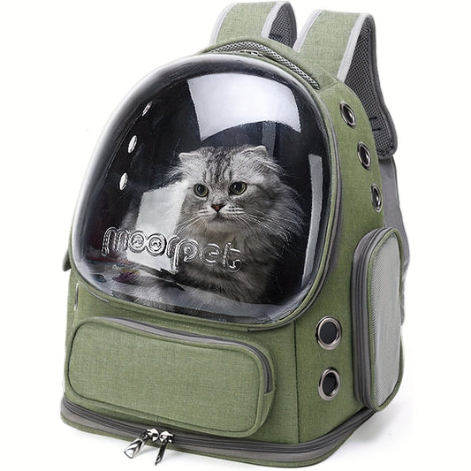 [Pet Travel Tote Bag] Expandable Pet Bubble Backpack, Cat Backpack Harness - Breathable, Safety Zipper, Large Capacity, Oxford - for Small and Medium Cats and Puppies Hiking and Walking Outdoor Use - SS69