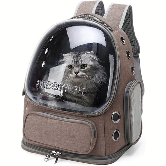 [Pet Travel Tote Bag] Expandable Pet Bubble Backpack, Cat Backpack Harness - Breathable, Safety Zipper, Large Capacity, Oxford - for Small and Medium Cats and Puppies Hiking and Walking Outdoor Use - SS69