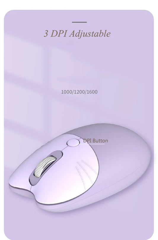 Pink Wireless Cute Meow Mouse Cartoon Silent Optical Ergonomic 1600DPI Mause Computer USB Gamer Mice For Laptop PC Gifts - SS69