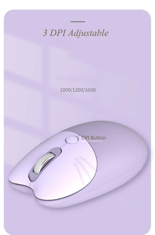 Pink Wireless Cute Meow Mouse Cartoon Silent Optical Ergonomic 1600DPI Mause Computer USB Gamer Mice For Laptop PC Gifts - SS69