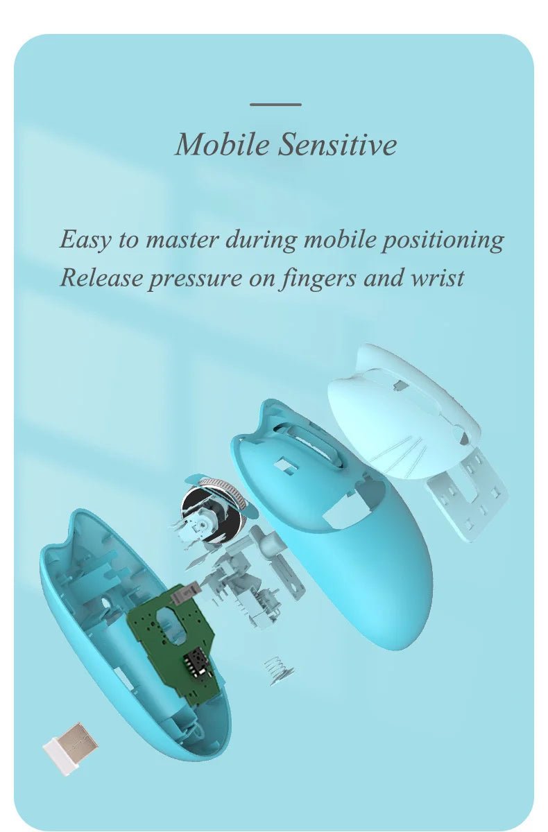 Pink Wireless Cute Meow Mouse Cartoon Silent Optical Ergonomic 1600DPI Mause Computer USB Gamer Mice For Laptop PC Gifts - SS69