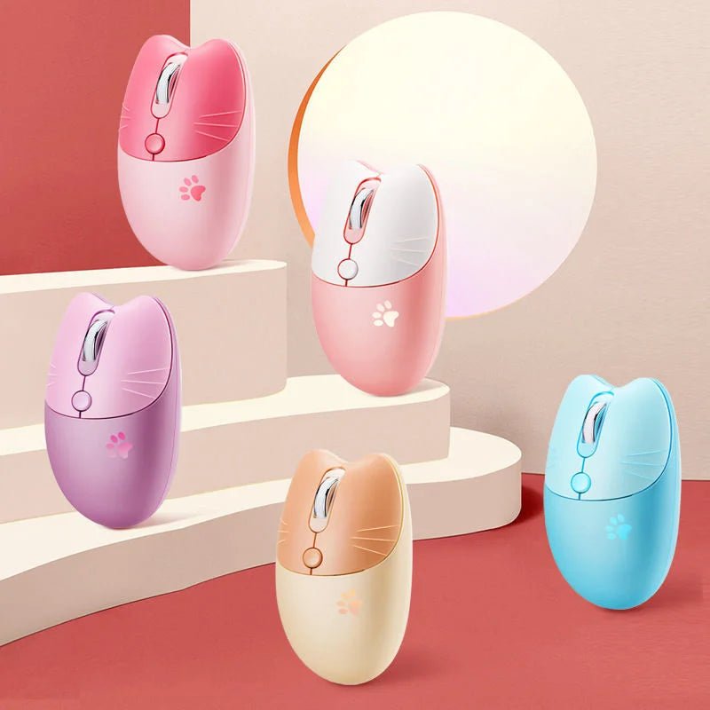 Pink Wireless Cute Meow Mouse Cartoon Silent Optical Ergonomic 1600DPI Mause Computer USB Gamer Mice For Laptop PC Gifts - SS69
