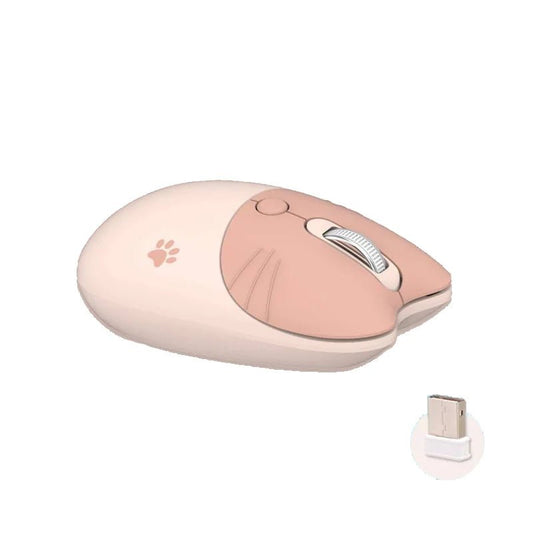 Pink Wireless Cute Meow Mouse Cartoon Silent Optical Ergonomic 1600DPI Mause Computer USB Gamer Mice For Laptop PC Gifts - SS69