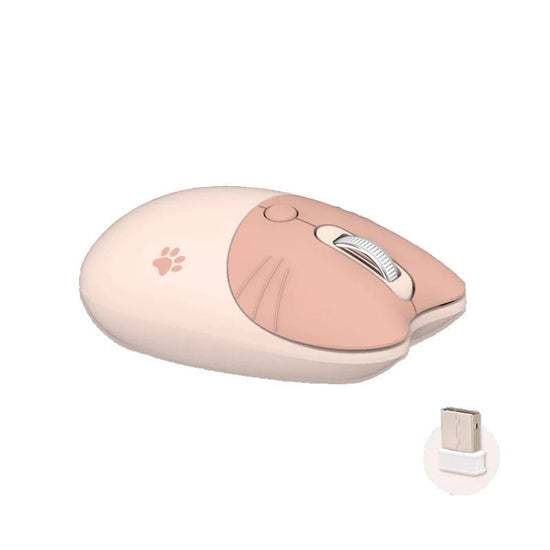 Pink Wireless Cute Meow Mouse Cartoon Silent Optical Ergonomic 1600DPI Mause Computer USB Gamer Mice For Laptop PC Gifts - SS69