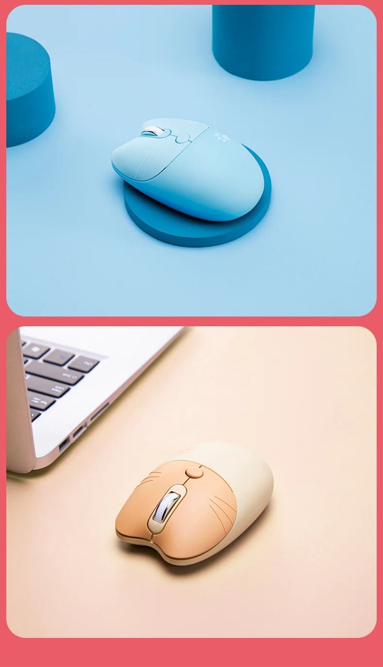 Pink Wireless Cute Meow Mouse Cartoon Silent Optical Ergonomic 1600DPI Mause Computer USB Gamer Mice For Laptop PC Gifts - SS69