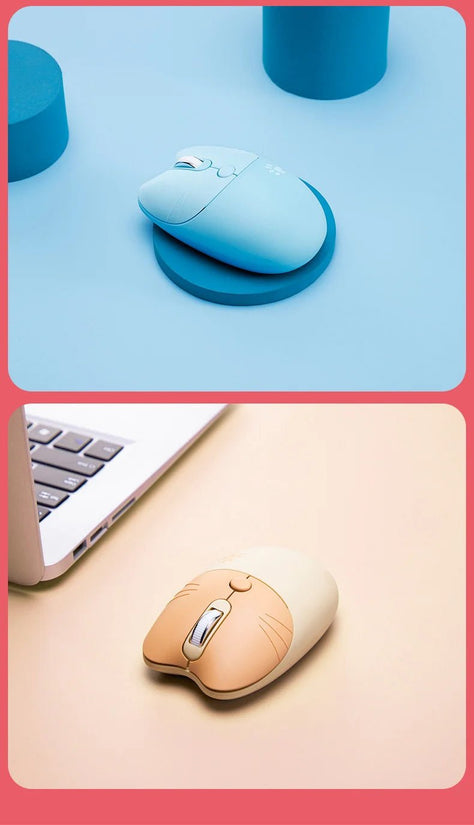 Pink Wireless Cute Meow Mouse Cartoon Silent Optical Ergonomic 1600DPI Mause Computer USB Gamer Mice For Laptop PC Gifts - SS69