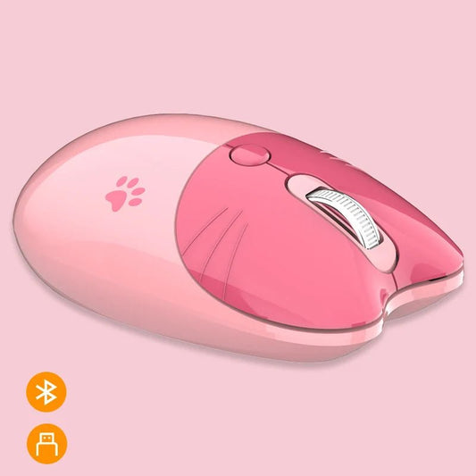Pink Wireless Cute Meow Mouse Cartoon Silent Optical Ergonomic 1600DPI Mause Computer USB Gamer Mice For Laptop PC Gifts - SS69