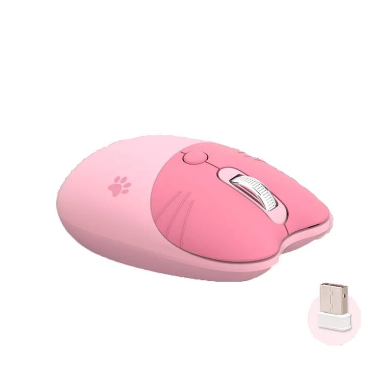Pink Wireless Cute Meow Mouse Cartoon Silent Optical Ergonomic 1600DPI Mause Computer USB Gamer Mice For Laptop PC Gifts - SS69