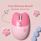 Pink Wireless Cute Meow Mouse Cartoon Silent Optical Ergonomic 1600DPI Mause Computer USB Gamer Mice For Laptop PC Gifts - SS69