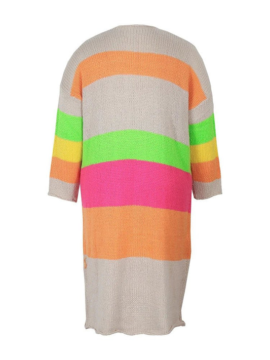 Plus Size Women's Plus Size Colour Block Simple Daily Wear Long Sleeve Sweater Dress Best Choice for Autumn and Winter - SS69