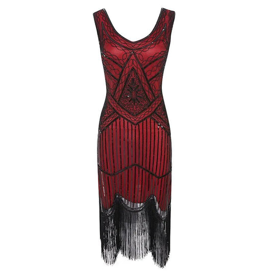 Plus Size XS - 4XL Women's 1920s Vintage Sequin Full Fringed Deco Inspired Flapper Dress Roaring 20s Great Gatsby Dress Vestidos - SS69