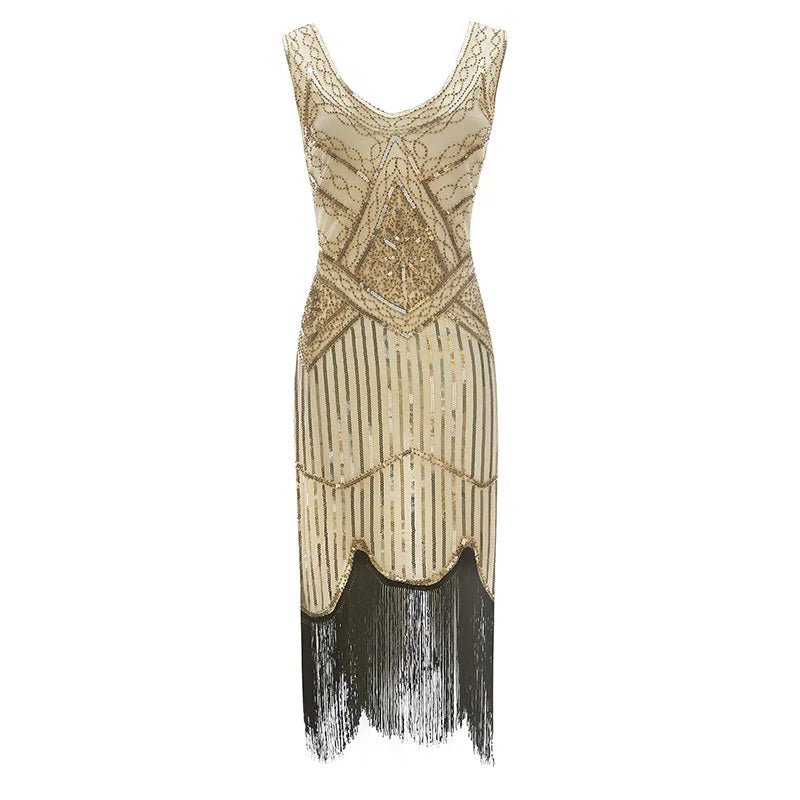 Plus Size XS - 4XL Women's 1920s Vintage Sequin Full Fringed Deco Inspired Flapper Dress Roaring 20s Great Gatsby Dress Vestidos - SS69