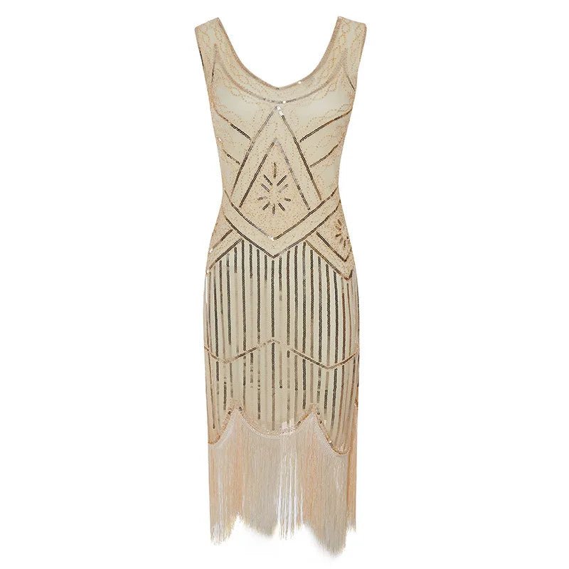Plus Size XS - 4XL Women's 1920s Vintage Sequin Full Fringed Deco Inspired Flapper Dress Roaring 20s Great Gatsby Dress Vestidos - SS69