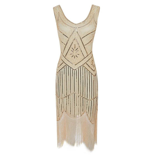Plus Size XS - 4XL Women's 1920s Vintage Sequin Full Fringed Deco Inspired Flapper Dress Roaring 20s Great Gatsby Dress Vestidos - SS69