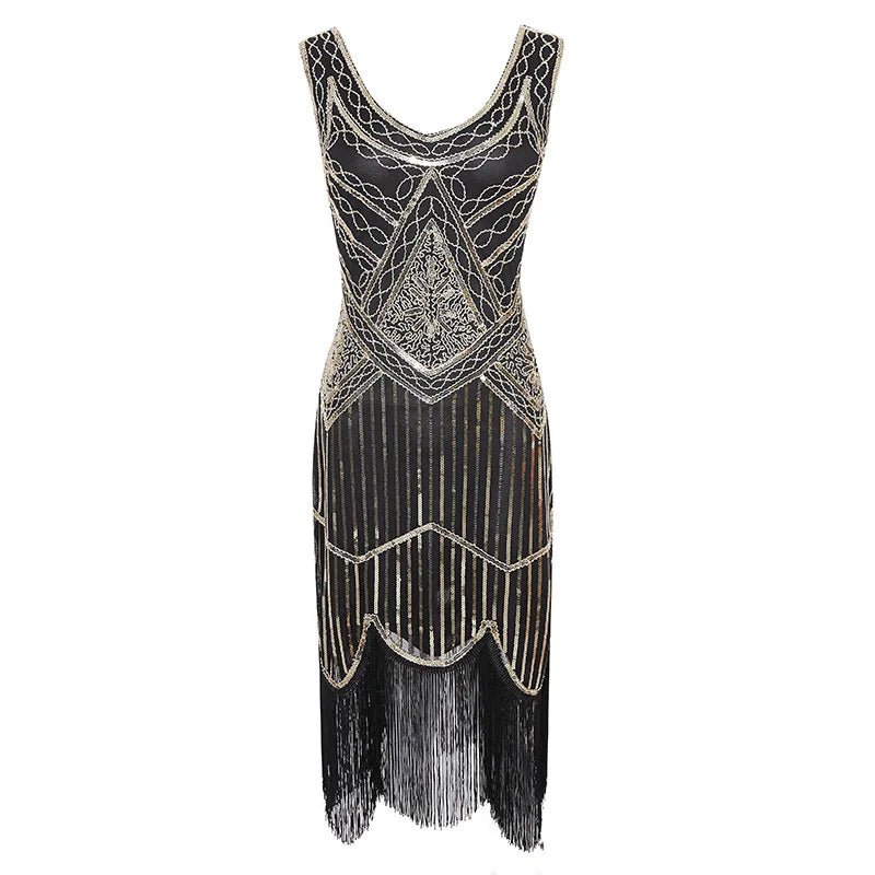 Plus Size XS - 4XL Women's 1920s Vintage Sequin Full Fringed Deco Inspired Flapper Dress Roaring 20s Great Gatsby Dress Vestidos - SS69