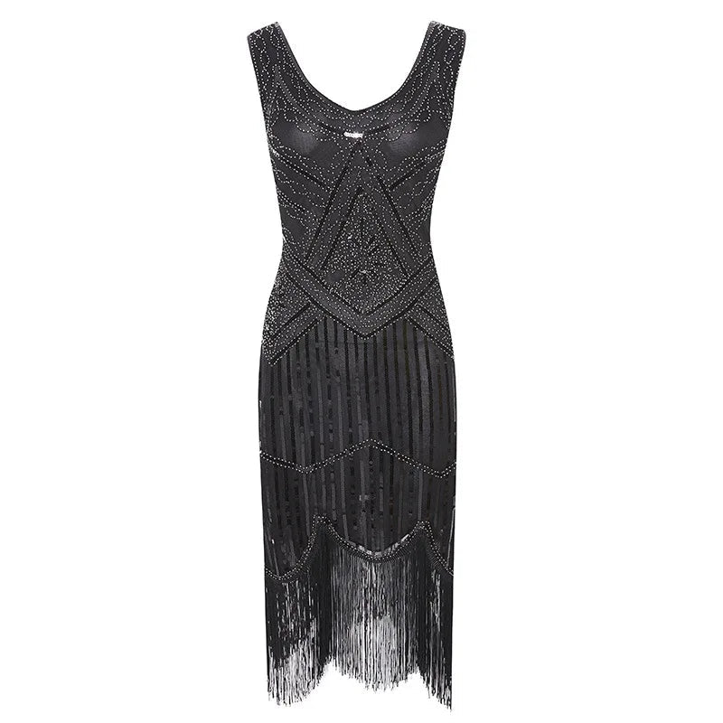 Plus Size XS - 4XL Women's 1920s Vintage Sequin Full Fringed Deco Inspired Flapper Dress Roaring 20s Great Gatsby Dress Vestidos - SS69