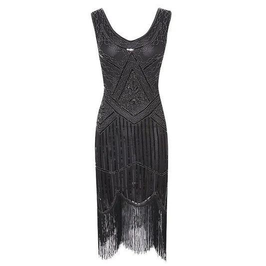 Plus Size XS - 4XL Women's 1920s Vintage Sequin Full Fringed Deco Inspired Flapper Dress Roaring 20s Great Gatsby Dress Vestidos - SS69