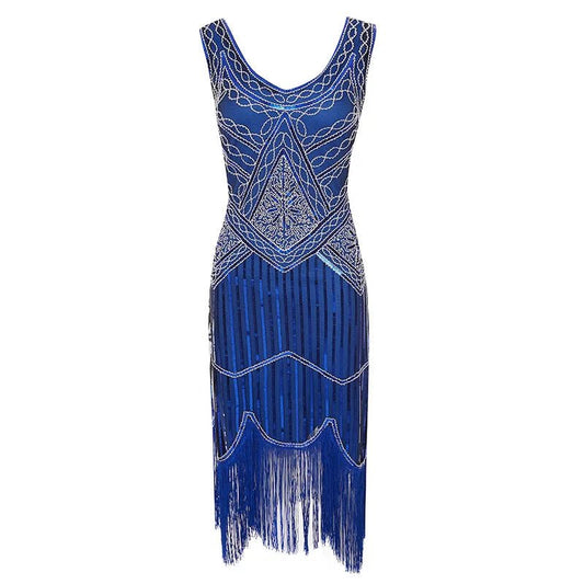 Plus Size XS - 4XL Women's 1920s Vintage Sequin Full Fringed Deco Inspired Flapper Dress Roaring 20s Great Gatsby Dress Vestidos - SS69