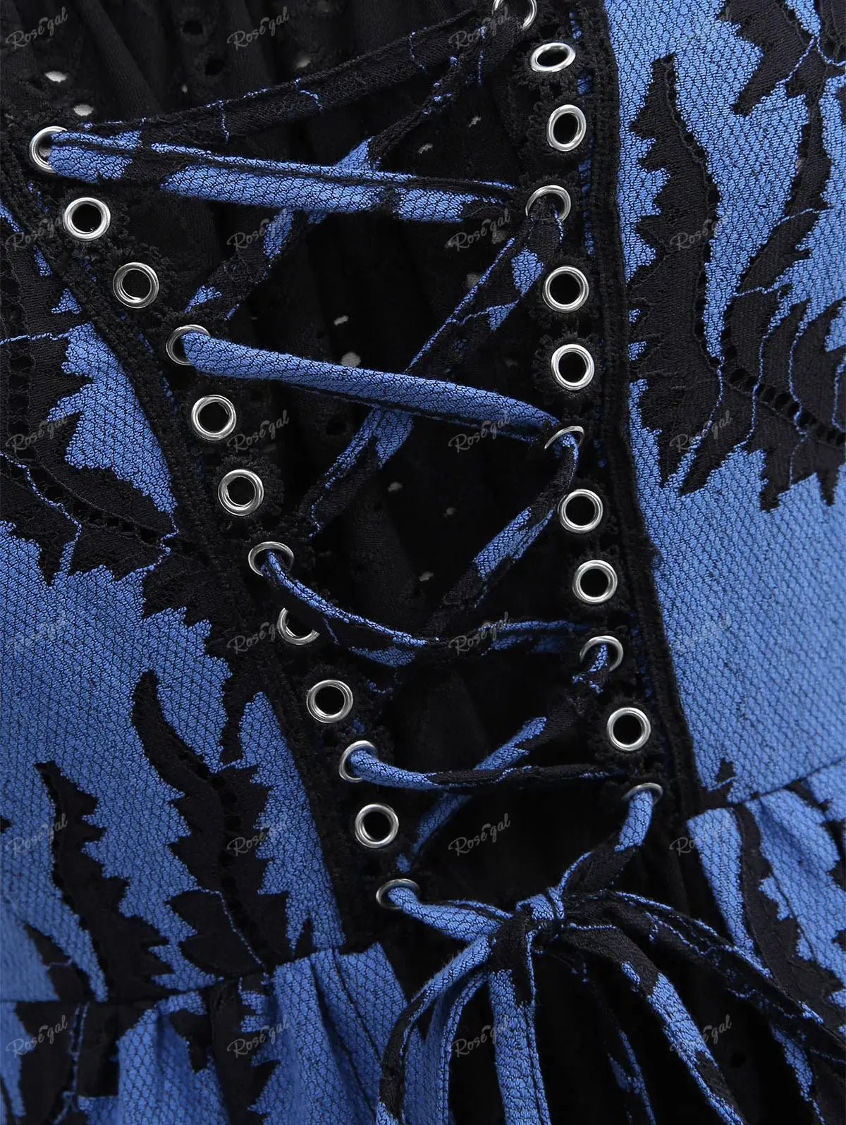 ROSEGAL Plus Size Cold Shoulder T-shirts Women's Patchwork Lace Up Floral Jacquard Laser Cut Layered Top Casual Hollow Out Tees - SS69