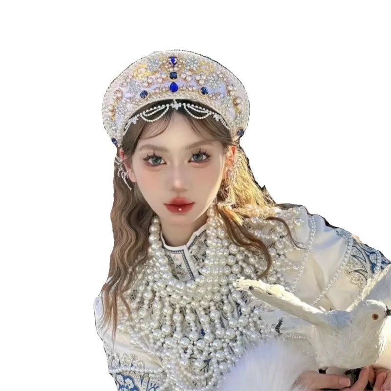 Russian Ethnic Clothes Clothing Headdress Hat Crown Exotic Trip Shoot Ornament - SS69