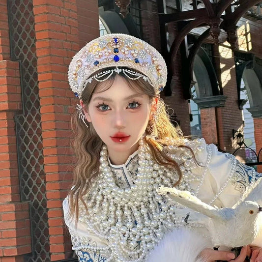Russian Ethnic Clothes Clothing Headdress Hat Crown Exotic Trip Shoot Ornament - SS69