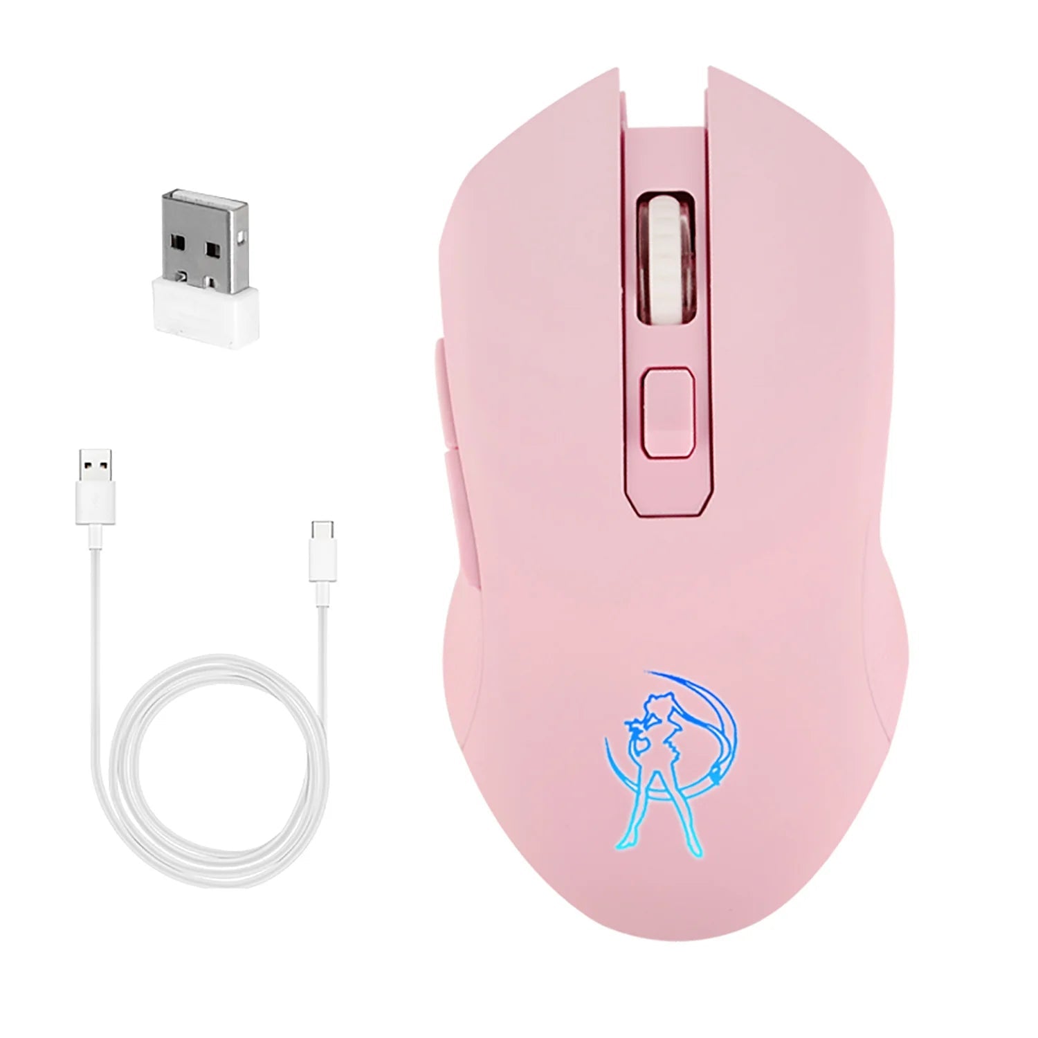 Sailor Moon 2400 DPI Wireless Mouse Rechargeable 7 Colors Backlit Gaming Mause Ergonomic Silent Matte Mice for Laptop Gamer Girl - SS69
