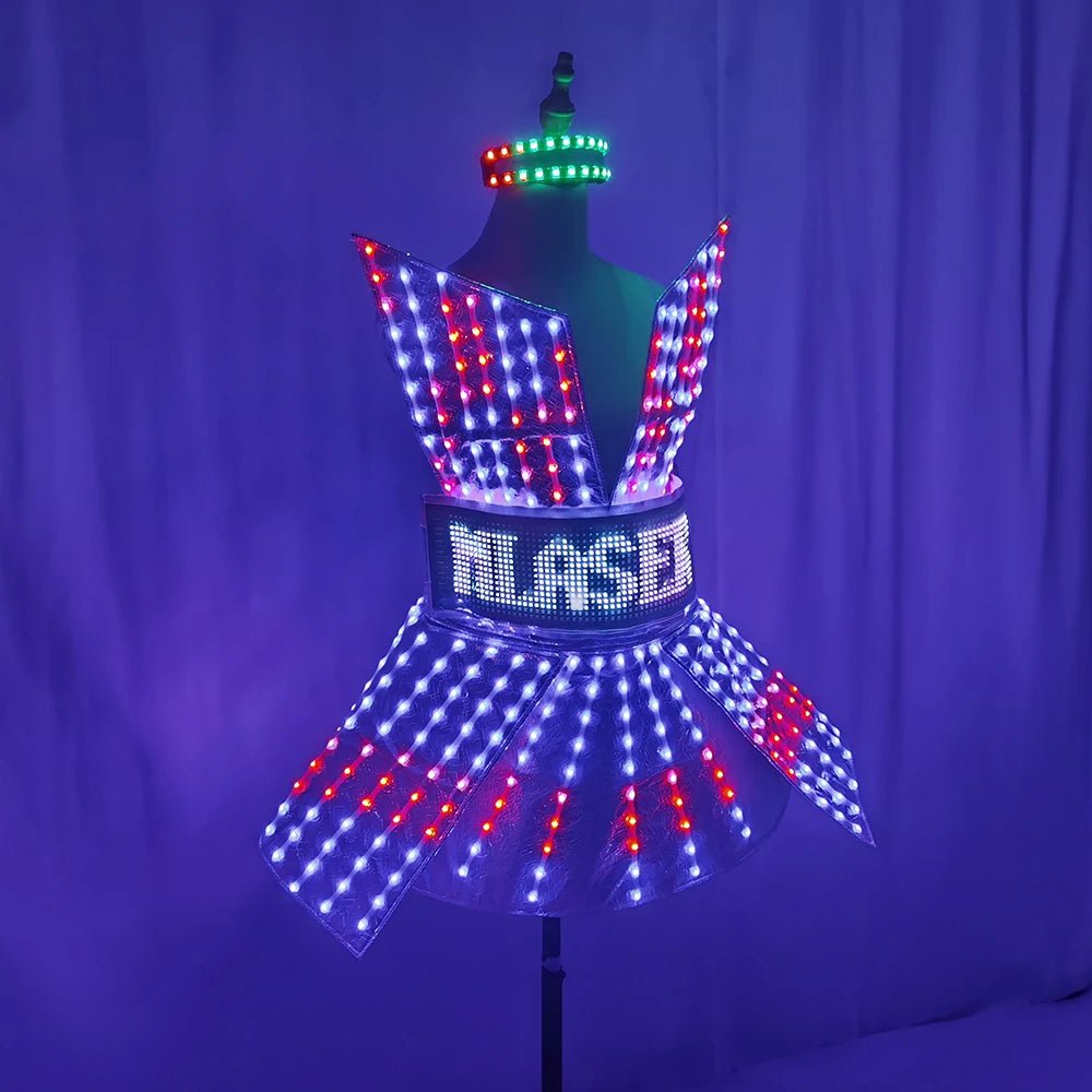 Shiny Laser Mirror Nightclub Dress LED Glow Bar Dj Gogo Dancer Singer Stage Costume Women Evening Birthday Outfit - SS69