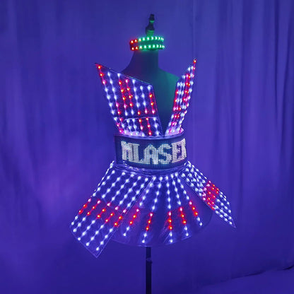Shiny Laser Mirror Nightclub Dress LED Glow Bar Dj Gogo Dancer Singer Stage Costume Women Evening Birthday Outfit - SS69