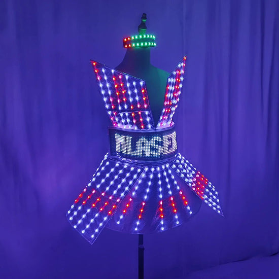 Shiny Laser Mirror Nightclub Dress LED Glow Bar Dj Gogo Dancer Singer Stage Costume Women Evening Birthday Outfit - SS69