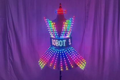 Shiny Laser Mirror Nightclub Dress LED Glow Bar Dj Gogo Dancer Singer Stage Costume Women Evening Birthday Outfit - SS69