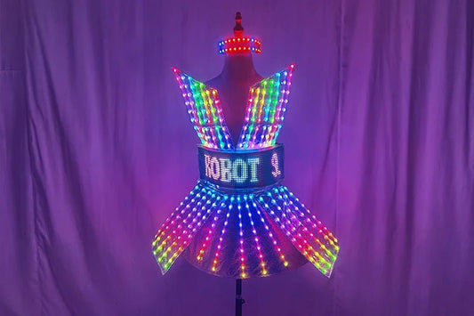 Shiny Laser Mirror Nightclub Dress LED Glow Bar Dj Gogo Dancer Singer Stage Costume Women Evening Birthday Outfit - SS69