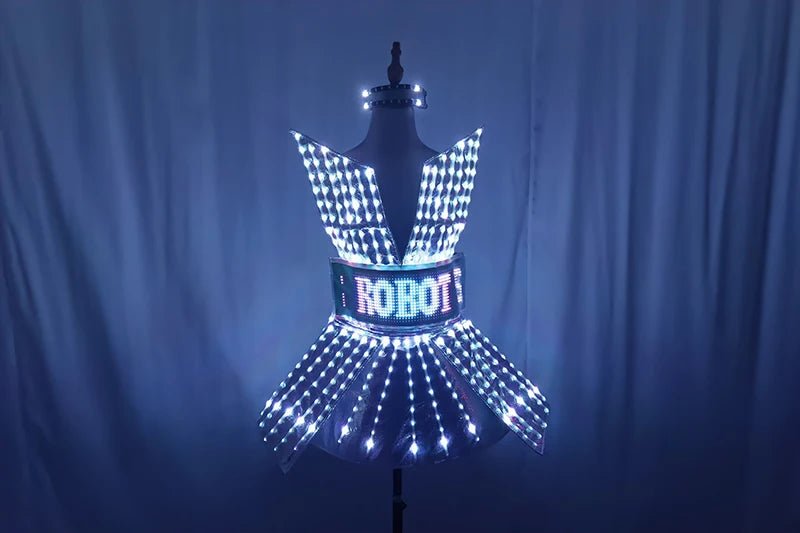 Shiny Laser Mirror Nightclub Dress LED Glow Bar Dj Gogo Dancer Singer Stage Costume Women Evening Birthday Outfit - SS69