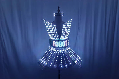 Shiny Laser Mirror Nightclub Dress LED Glow Bar Dj Gogo Dancer Singer Stage Costume Women Evening Birthday Outfit - SS69