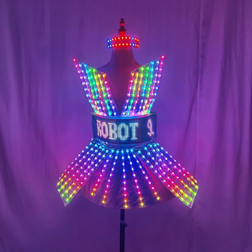 Shiny Laser Mirror Nightclub Dress LED Glow Bar Dj Gogo Dancer Singer Stage Costume Women Evening Birthday Outfit - SS69