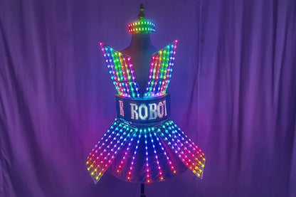 Shiny Laser Mirror Nightclub Dress LED Glow Bar Dj Gogo Dancer Singer Stage Costume Women Evening Birthday Outfit - SS69