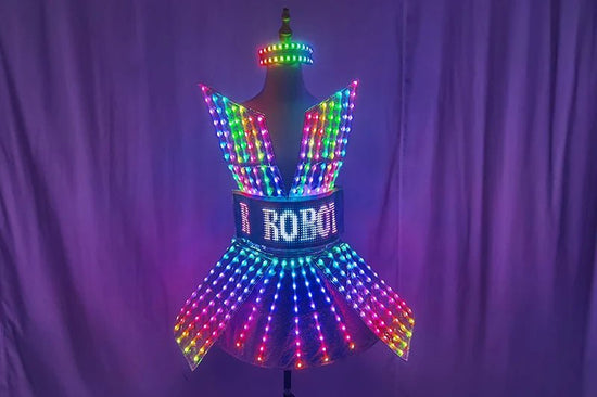 Shiny Laser Mirror Nightclub Dress LED Glow Bar Dj Gogo Dancer Singer Stage Costume Women Evening Birthday Outfit - SS69