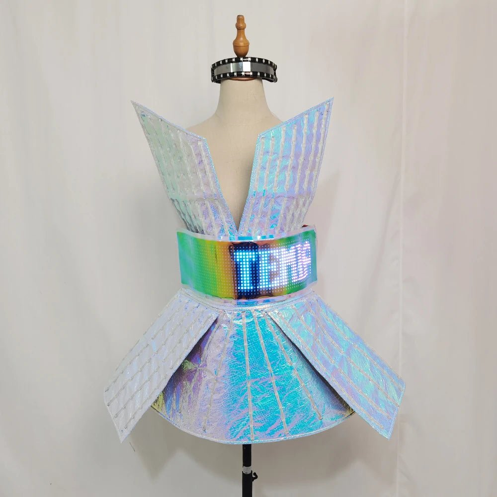 Shiny Laser Mirror Nightclub Dress LED Glow Bar Dj Gogo Dancer Singer Stage Costume Women Evening Birthday Outfit - SS69