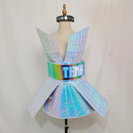 Shiny Laser Mirror Nightclub Dress LED Glow Bar Dj Gogo Dancer Singer Stage Costume Women Evening Birthday Outfit - SS69