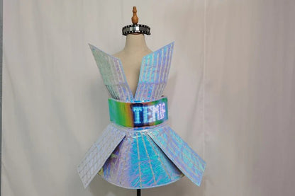 Shiny Laser Mirror Nightclub Dress LED Glow Bar Dj Gogo Dancer Singer Stage Costume Women Evening Birthday Outfit - SS69