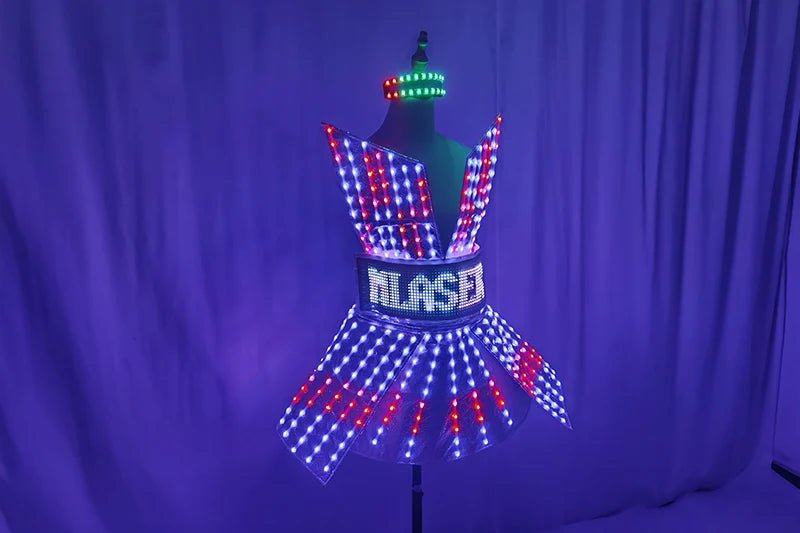 Shiny Laser Mirror Nightclub Dress LED Glow Bar Dj Gogo Dancer Singer Stage Costume Women Evening Birthday Outfit - SS69