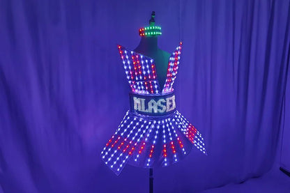 Shiny Laser Mirror Nightclub Dress LED Glow Bar Dj Gogo Dancer Singer Stage Costume Women Evening Birthday Outfit - SS69
