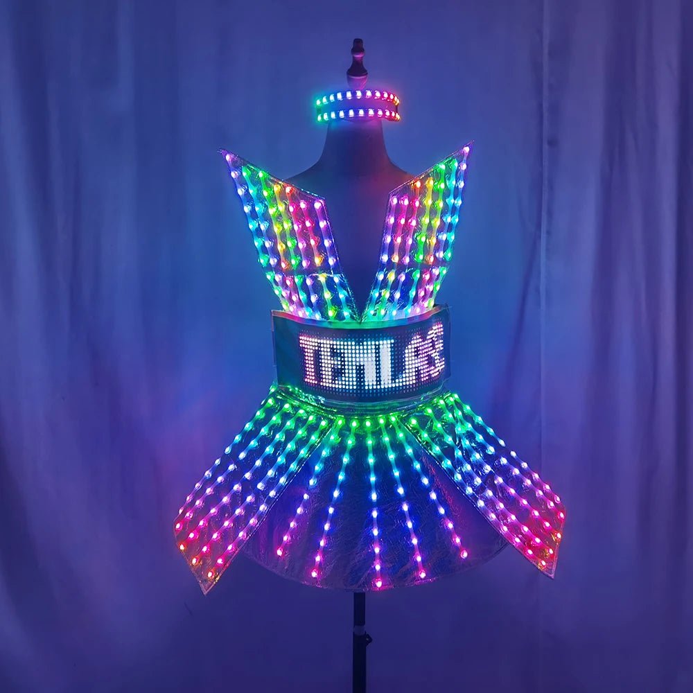 Shiny Laser Mirror Nightclub Dress LED Glow Bar Dj Gogo Dancer Singer Stage Costume Women Evening Birthday Outfit - SS69