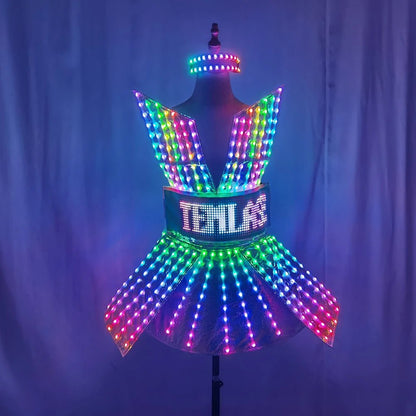 Shiny Laser Mirror Nightclub Dress LED Glow Bar Dj Gogo Dancer Singer Stage Costume Women Evening Birthday Outfit - SS69