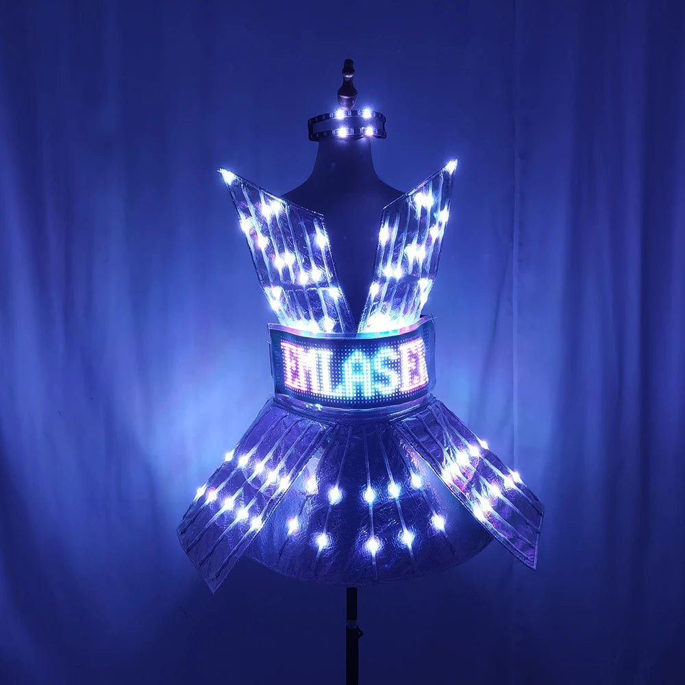 Shiny Laser Mirror Nightclub Dress LED Glow Bar Dj Gogo Dancer Singer Stage Costume Women Evening Birthday Outfit - SS69
