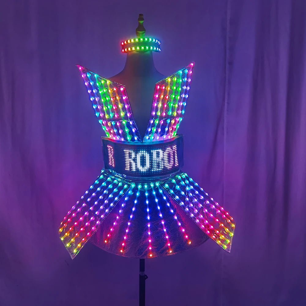 Shiny Laser Mirror Nightclub Dress LED Glow Bar Dj Gogo Dancer Singer Stage Costume Women Evening Birthday Outfit - SS69