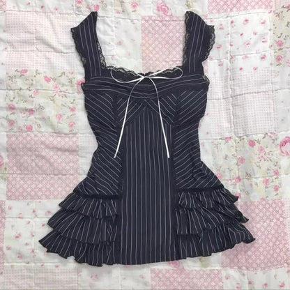 Spice Girls Lace Y2k Sling dress Harajuku Graphic Print Grunge Goth Skirt Punk Streetwear Hip Hop Retro Fashion Casual Frock EMO - SS69