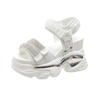 Summer High Platform Women Sandals Buckle 10CM Wedges Bling Shoes Fashion 2023 Outside Chunky Sandals Beach Casual Slides Woman - SS69