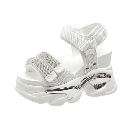 Summer High Platform Women Sandals Buckle 10CM Wedges Bling Shoes Fashion 2023 Outside Chunky Sandals Beach Casual Slides Woman - SS69