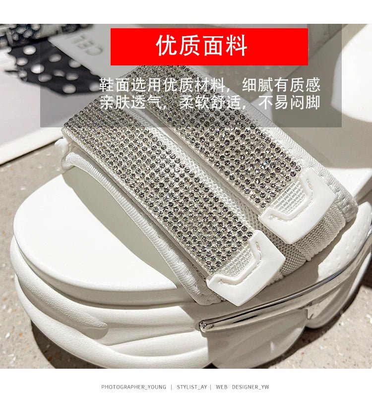 Summer High Platform Women Sandals Buckle 10CM Wedges Bling Shoes Fashion 2023 Outside Chunky Sandals Beach Casual Slides Woman - SS69