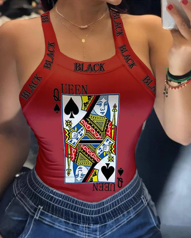 Summer Ladies Harajuku Shirts Slim Fit Polyester Sleeveless Top Tshirts Tank Tops Women U Neck Letter Print Lips Vest - SS69